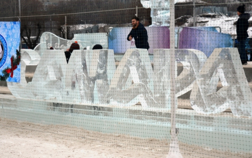 Зимний мини-футбол в ледовом городке