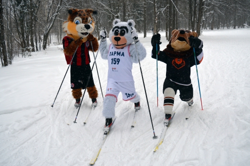 Клубные талисманы снимаются в рекламном ролике "Лыжни России"