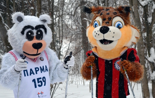Клубные талисманы снимаются в рекламном ролике "Лыжни России"