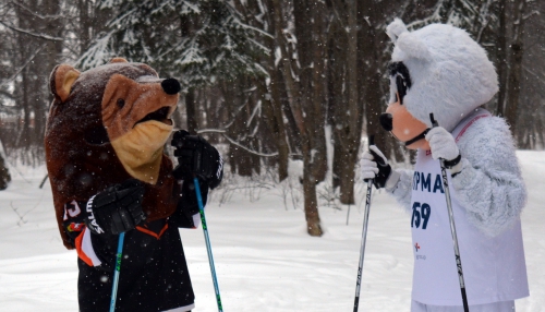 Клубные талисманы снимаются в рекламном ролике "Лыжни России"
