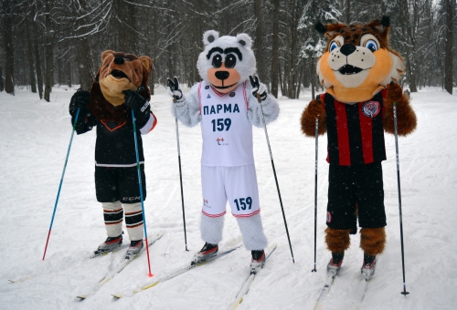 Клубные талисманы снимаются в рекламном ролике "Лыжни России"