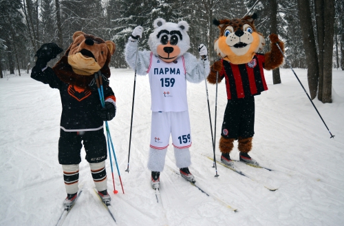 Клубные талисманы снимаются в рекламном ролике "Лыжни России"